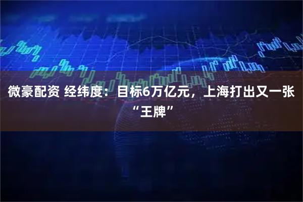 微豪配资 经纬度：目标6万亿元，上海打出又一张“王牌”